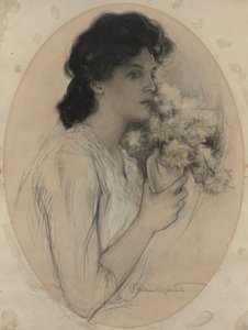Girl with Flowers by Charles Allan Gilbert