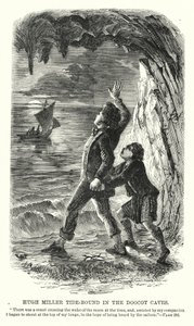 Hugh Miller Tide-Bound in the Doocot Caves (engraving) by Charles Altamont Doyle