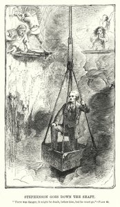 Stephenson goes down the shaft (engraving)