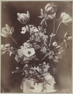 Flower Study in Vase with Child Figure by Charles Aubry (manner of)