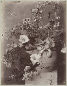 Flower Study with Cologne Pot on Chest by Charles Aubry (manner of)