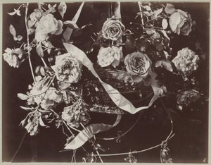 Flower Study with Basket and Ribbons by Charles Aubry (manner of)
