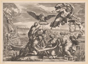 Allegory of Foreign Rule with Geografia and Jupiter by Charles Audran