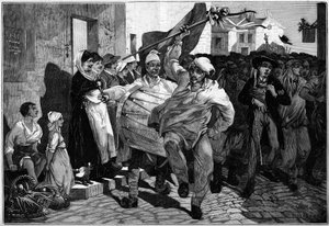 Military Service: The Draw of Lots in Burgundy, Conscripts near Macon (engraving)