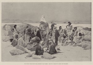 The Nubian Trade Route from Korosko to Abu Hamed, Halt of a Caravan of Arabs and Bishareen by Charles Auguste Loye