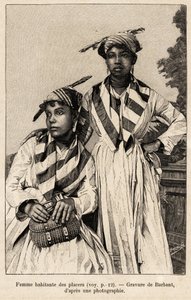 Women living in placers, mineral deposits. Engraving by Barbant to illustrate the story chez nos indiens, quatre annees de voyage dans la Guiane francaise