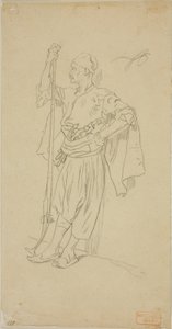 Armed Arab Leaning Against a Wall by Charles Bargue