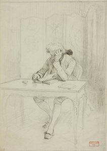 Man in Eighteenth-Century Dress, Seated at Table and Reading by Charles Bargue