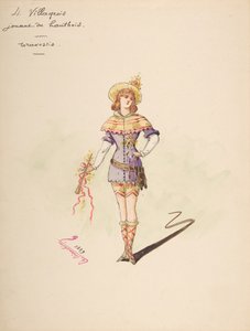 Costume Design for 4 Villageois jouant au hautbois, Descriptive Sheet of Costume by Charles Bianchini