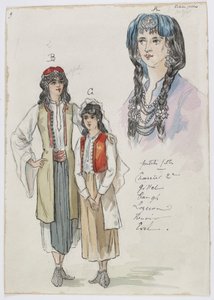 Holmès - The Black Mountain - Costume Designs by Charles Bianchini - 09. Little Girls. Mlles Charrier 2nd, Gillet, Taugh ?, Lozeran, Renoir, Evel by Charles Bianchini