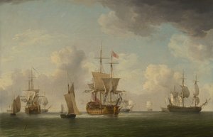 English Ships Under Sail in a Very Light Breeze by Charles Brooking