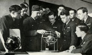 RAF personnel learning navigation during the Second World War by Charles Brown