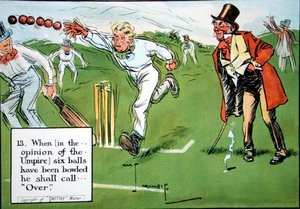 (13) When (in the opinion of the Umpire) six balls have been bowled he shall call...