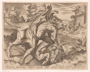 Hercules Subdues the Bull of Crete (Works of Hercules after Frans Floris)