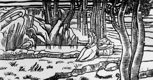 Woodcut by Charles Doudelet for Pelleas and Melisande by Maurice Maeterlinck, published by Claudio Argentieri, Spoleto, Italy by Charles Doudelet