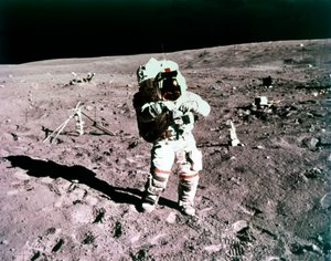 Astronaut John Young on the lunar surface, Apollo 16 mission, 21 April 1972