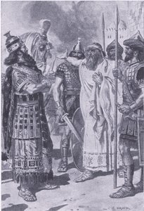 Croesus stands in the shadow of death, from My Magazine, pub.1922 by Charles Edmund Brock