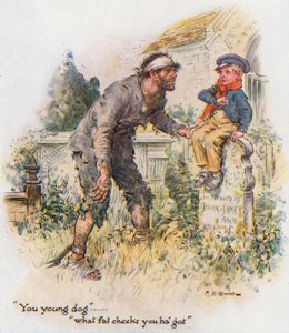 Great Expectations, Pip Encounters the Convict in the Churchyard by Charles Edmund Brock