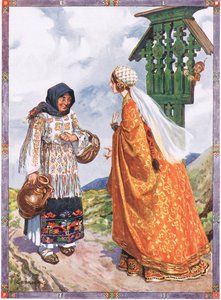The Princess...asked her to exchange the peasants clothes for her royal garments, scene from Good Luck and Bad Luck in Children