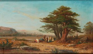 Setting Up Camp, With Camels at Rest by Charles Edouard (attr.to) Frere