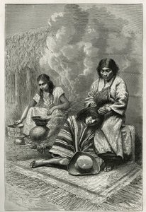 The Spoilage of a Child by His Mother and Manufacture of Cane Eau de Vie (Rum), Near Cali (Cauca Valley, Colombia), Engraving by Ch.Delort, to Illustrate the Story of Equinoxiale America by E.Andre, a Mission Assignment by the French Government, Published by Charles Edouard Delort