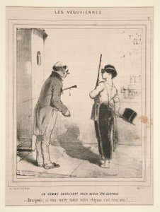 A Man Discovered for Having Been Surprised, from the series Les Vesuviennes published in Le Charivari by Charles Edouard de Beaumont