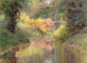 Autumn in the Garden at Houghton Tower, Lancashire by Charles Edwin Flower