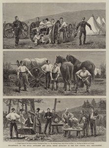 Encampment of the Royal Artillery and Royal Horse Artillery in the New Forest, Hay, Breconshire by Charles Edwin Fripp