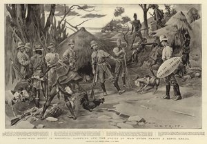 Hard-won Booty in Rhodesia, Carrying off the Spoils of War after Taking a Kopje Kraal
