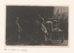 Praying Figures Before a Chair by Charles Emile Jacque