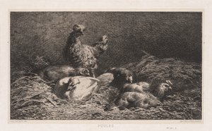 Chickens Poutes by Charles Emile Jacque