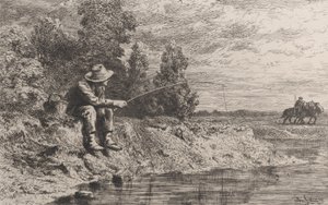 Fishing for Roach, 1865 by Charles Emile Jacque