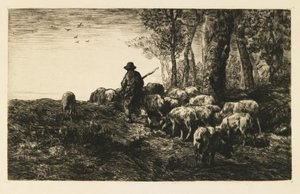 Herd of Pigs with Swineherd