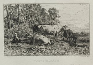 Holland Cows by Charles Emile Jacque