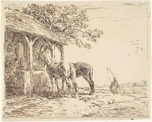 Horses at a Stable, 19th century by Charles Emile Jacque