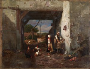 Chicken Yard by Charles Emile Jacque