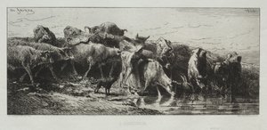 The Watering Place by Charles Emile Jacque