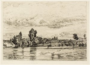 Landscape Near Asnières by Charles Emile Jacque