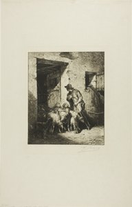 Letting the Sheep Out by Charles Emile Jacque