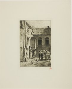 Parisian Courtyard by Charles Emile Jacque