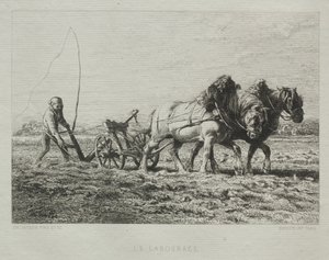 Ploughing by Charles Emile Jacque