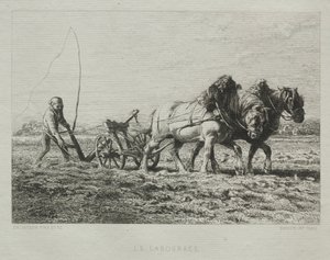 Ploughing by Charles Emile Jacque