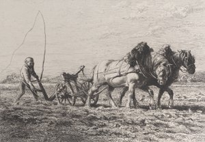 Plowing by Charles Emile Jacque