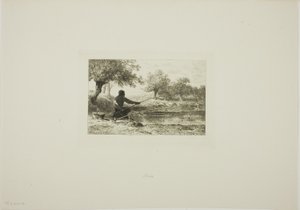 Pole Fishing by Charles Emile Jacque