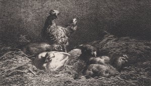 Poules by Charles Emile Jacque