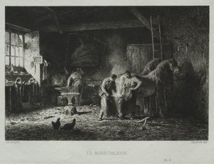 The Blacksmith Shop by Charles Emile Jacque
