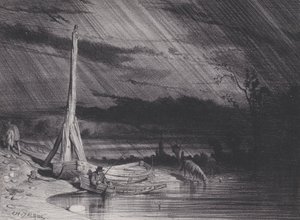 The Fisherman, Rainy Weather by Charles Emile Jacque