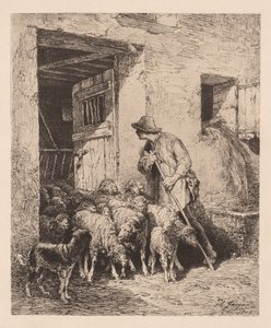 The Herd Exits (La Sortie du Troupeau) by Charles Emile Jacque