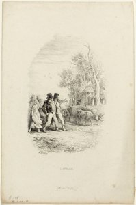 The Oxcart, Illustration from Fables by Lachambaudie by Charles Emile Jacque