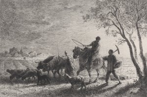 The Return from the Fields by Charles Emile Jacque
